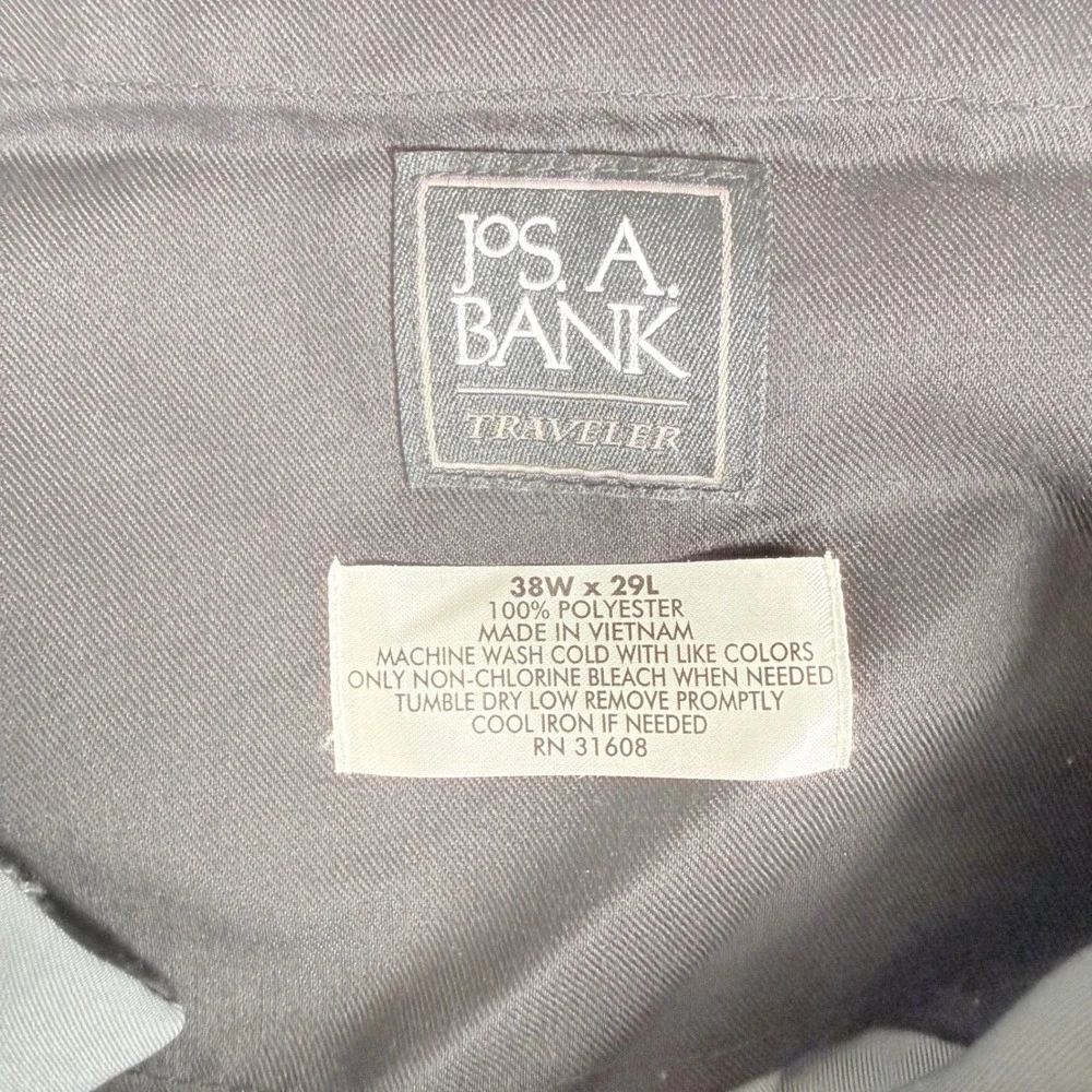 Jos A Banks Traveler Mens Pleated Dress Pants Gray‎ Cuffed Formal Sz 38x29
